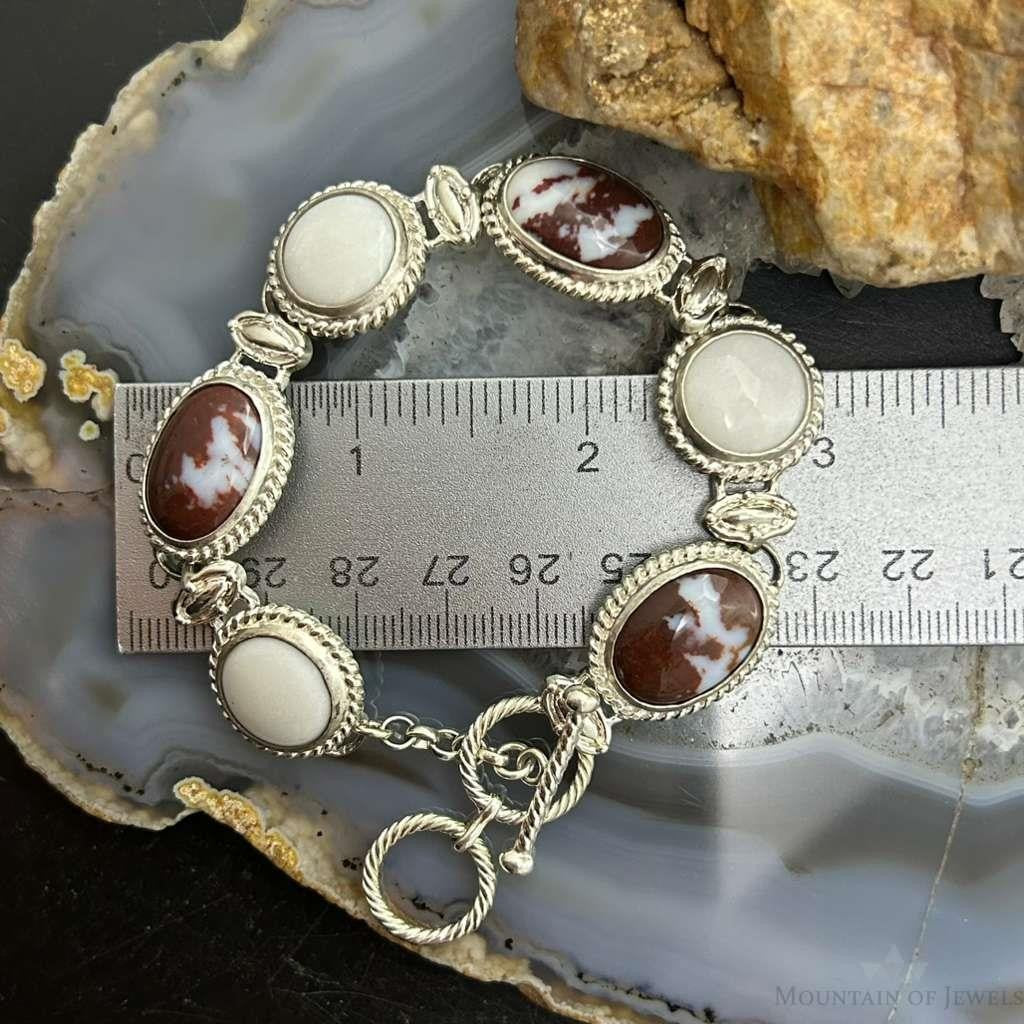 Carolyn Pollack Sterling Silver Wild Horse & white Agate Link Bracelet For Women