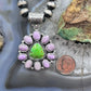 Native American Sterling Silver Green Turquoise w/Phosphosiderite Cluster Pendant For Women
