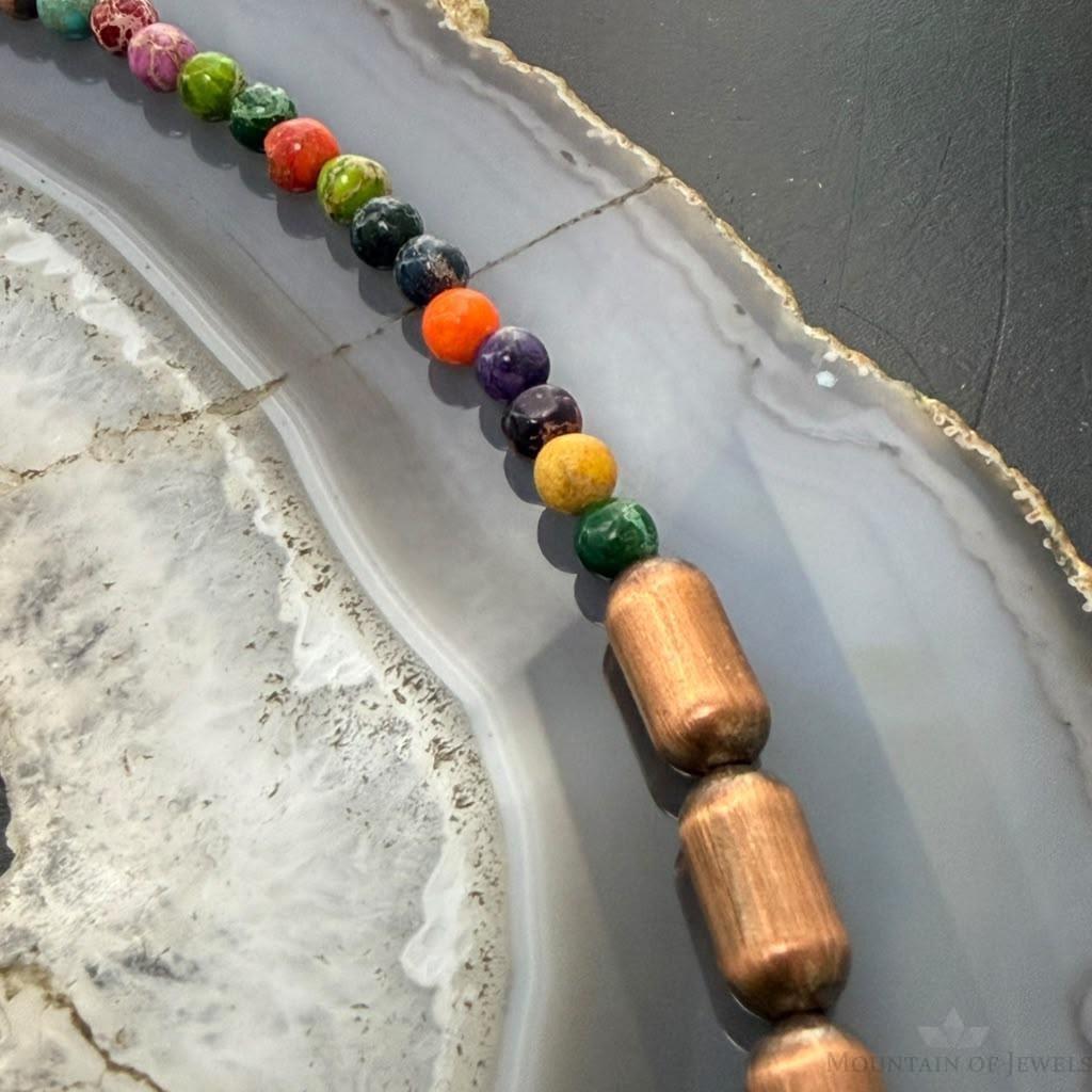 Southwestern Style 4-6mm Copper Navajo Pearl,Cylinder, Multistone Beads Necklace For Women