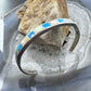 Vintage Native American Silver Turquoise & Mother of Pearl Inlay Bracelet For Women