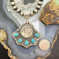 Sterling Silver Southwestern Style 1939 Mercury Dime & Kingman Turquoise Pendant