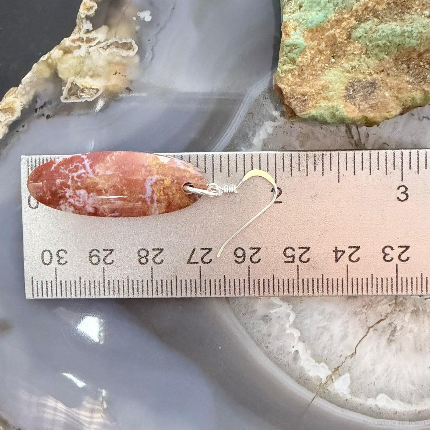 Sterling Silver Teardrop Plum Moss Agate Slab Dangle Earrings For Women #508