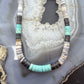 Vintage Native American Heishi and Turquoise & Onyx Beads 16" Necklace For Women