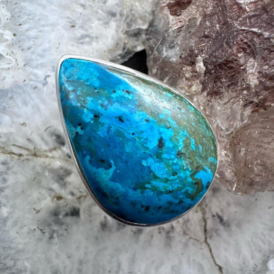 Sterling Silver Southwestern Style Teardrop Shattuckite Ring Size 9.75 For Women
