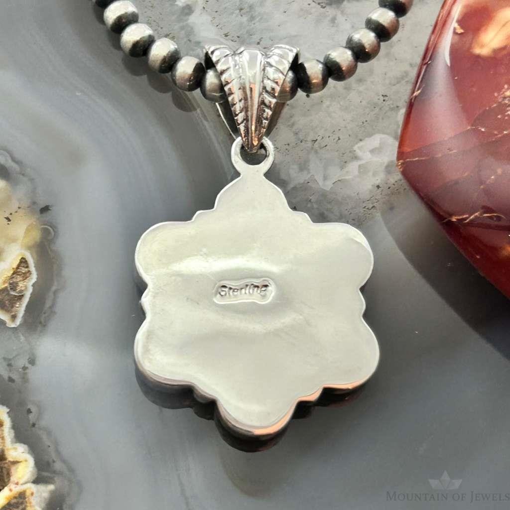 Native American Sterling Silver Phosphosiderite Decorated Cluster Pendant For Women