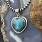 Sterling Silver Southwestern Style Chrysocolla Decorated Heart Pendant For Women