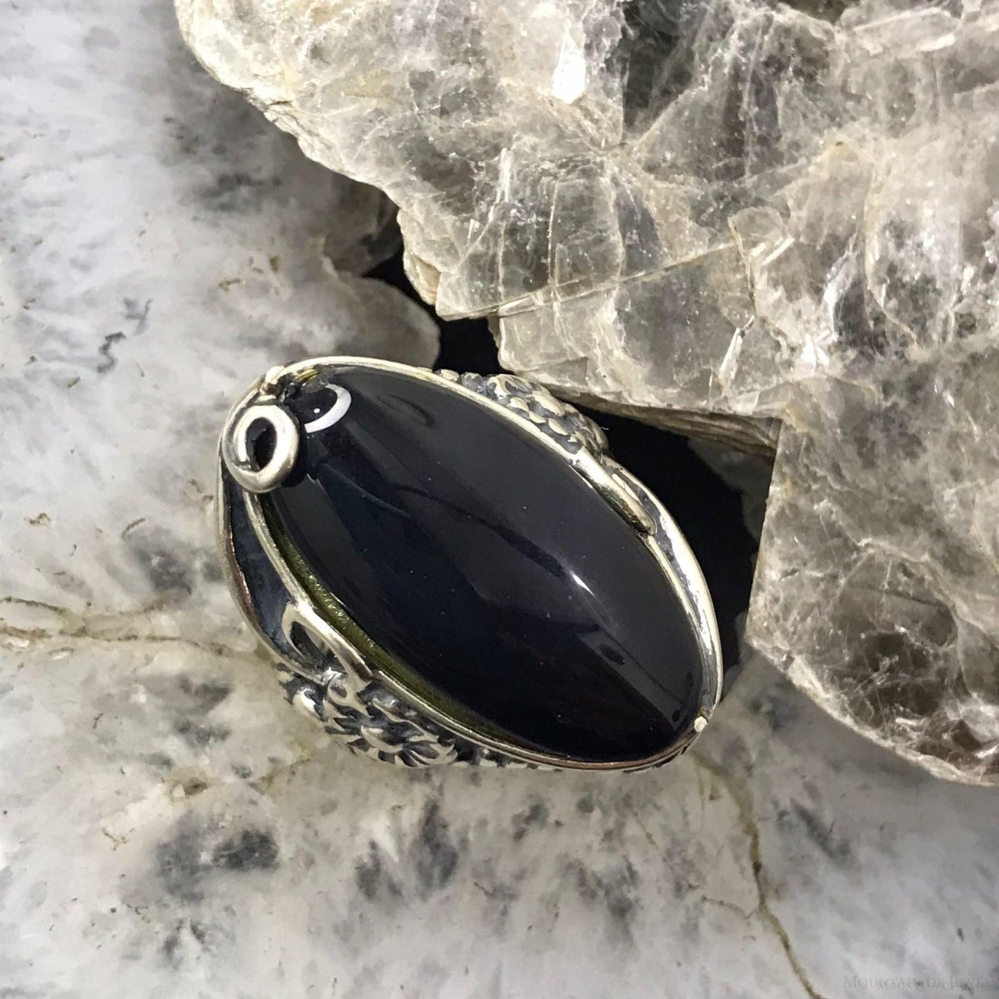 Carolyn Pollack Sterling Silver Elongated Oval Onyx Ring For Women Size Variety