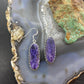 Sterling Silver Southwestern Style Oval Charoite Dangle Earrings For Women