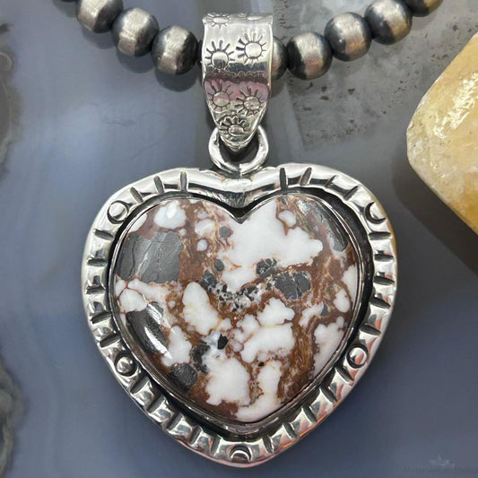 Sterling Silver Southwestern Style Wild Horse Heart Decorated Pendant For Women