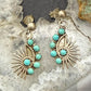 Vintage Native American Silver 6 Petitpoint Turquoise Dangle Earrings For Women