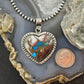Sterling Silver Southwestern Style Turquoise Spiny Oyster Heart Pendant For Women #1