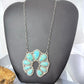 Sterling Silver Southwestern Style Teardrop Graduated Turquoise Naja Necklace For Women