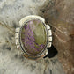 Sterling Silver Southwestern Style Oval Stichtite Decorated Ring Size 8.5 For Women