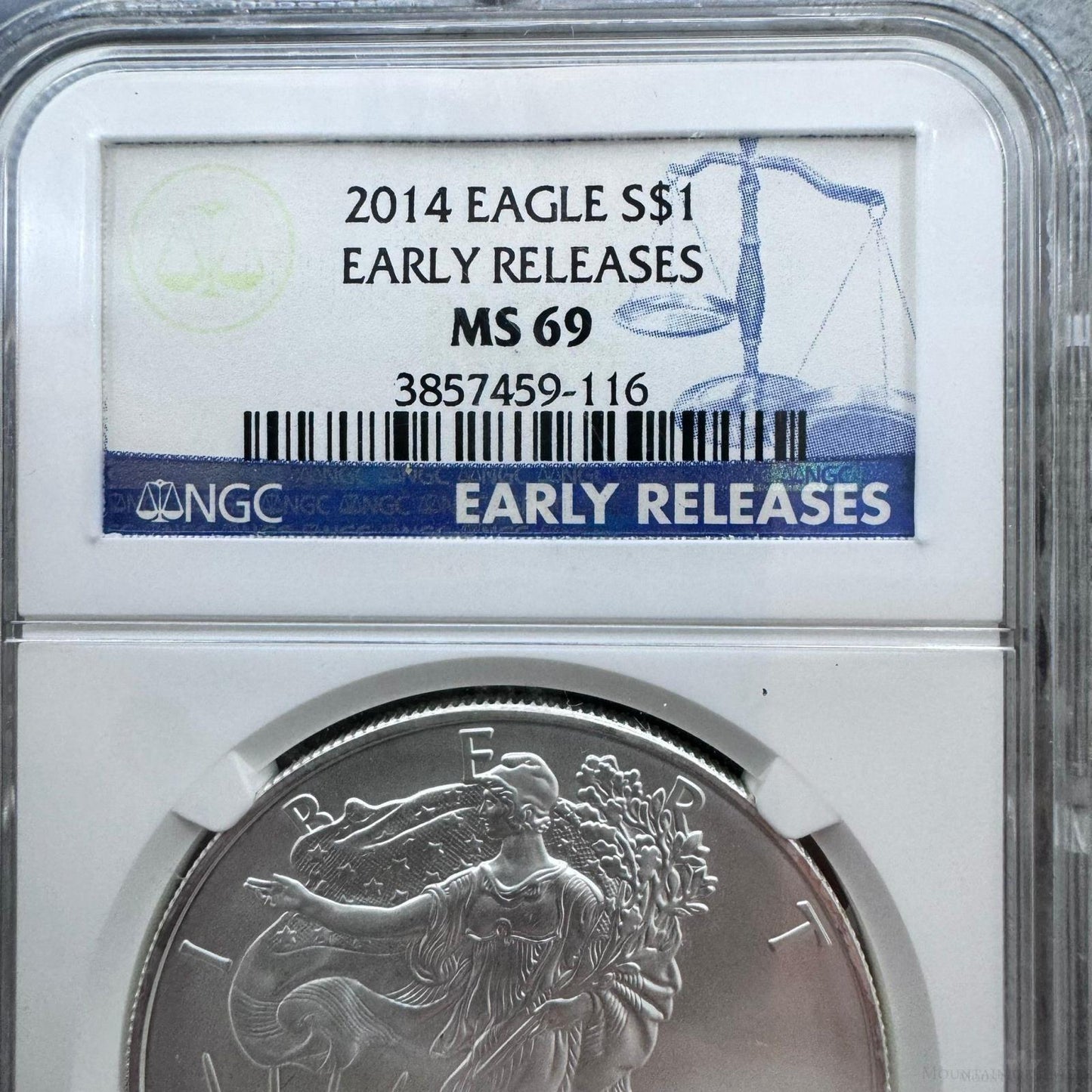 2014 US 1.0oz Early Release American Silver Eagle NGC MS69 #3857459-116EG