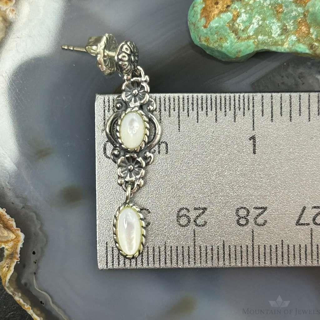 Carolyn Pollack Sterling Silver 2 Oval Mother of Pearl Dangle Earrings For Women