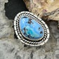 Sterling Silver Southwestern Style Golden Hill Turquoise Ring Size 8 For Women