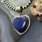 Sterling Silver Southwestern Style Lapis Heart Decorated Pendant For Women #4
