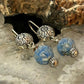 Carolyn Pollack Sterling Silver Carved Denim Lapis Bead Dangle Earrings For Women