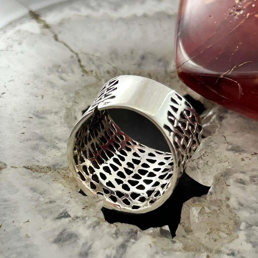 Sterling Silver Open Weave Tapered Fashion Band Ring For Women