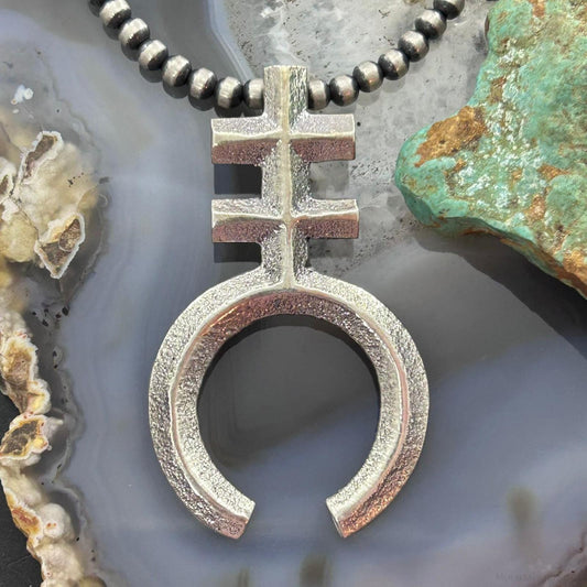 Gary Custer Navajo Sterling Silver Tufa Cast Native Cross Naja Unisex Pendant