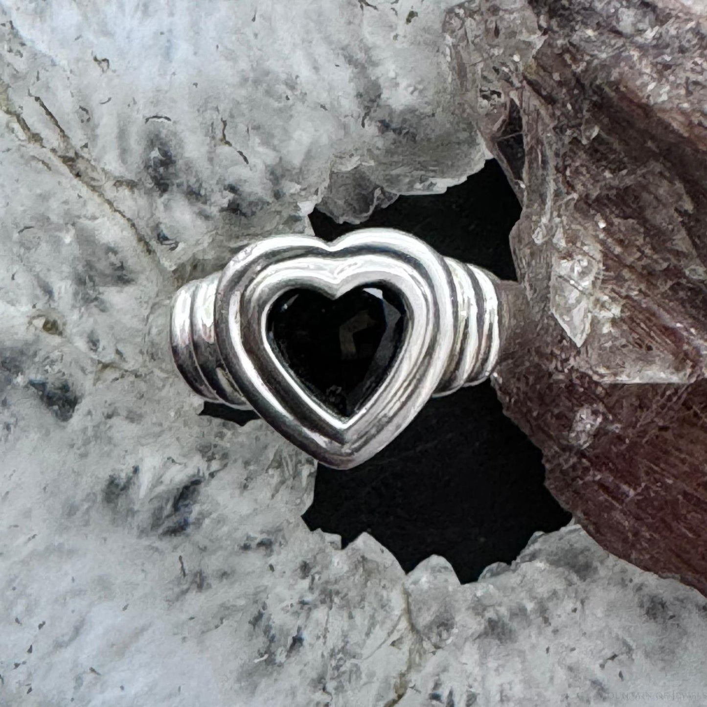 Carolyn Pollack Sterling Silver Faceted Smoky Quartz Heart Shape Ring Size 6.75 For Women