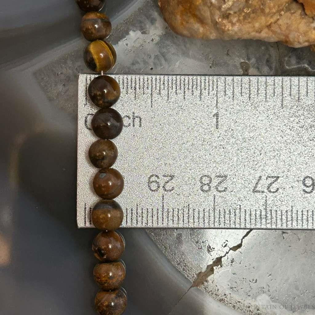 Sterling Silver 6mm Tiger's Eye Beads 18" Necklace For Women