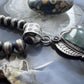 Sterling Silver Southwestern Style Teardrop Emerald Decorated Pendant For Women