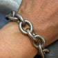 Signed Vintage Heavy Silver Chunky Oval Link 8" Fashion Bracelet For Women