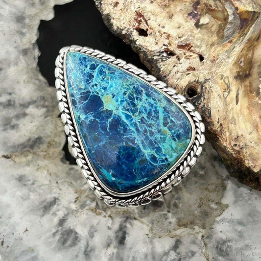 Sterling Silver Southwestern Style Teardrop Shattuckite Ring Size 6.75 For Women