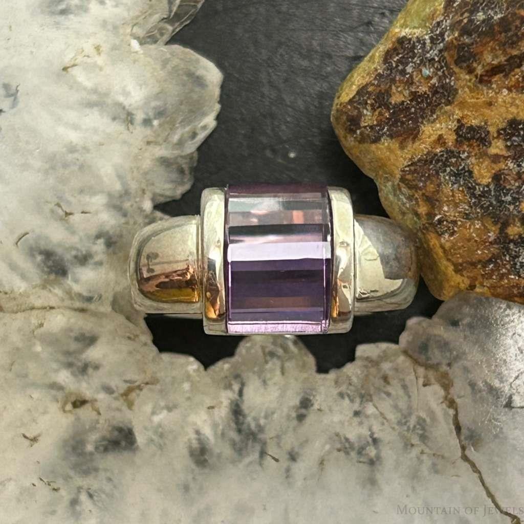 Carolyn Pollack Sterling Silver Amethyst Ring Size 7 & 7.75 For Women