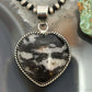 Sterling Silver Southwestern Style White Buffalo Heart Pendant For Women #2