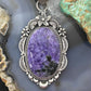 Sterling Silver Southwestern Style Oval Charoite Decorated Pendant For Women