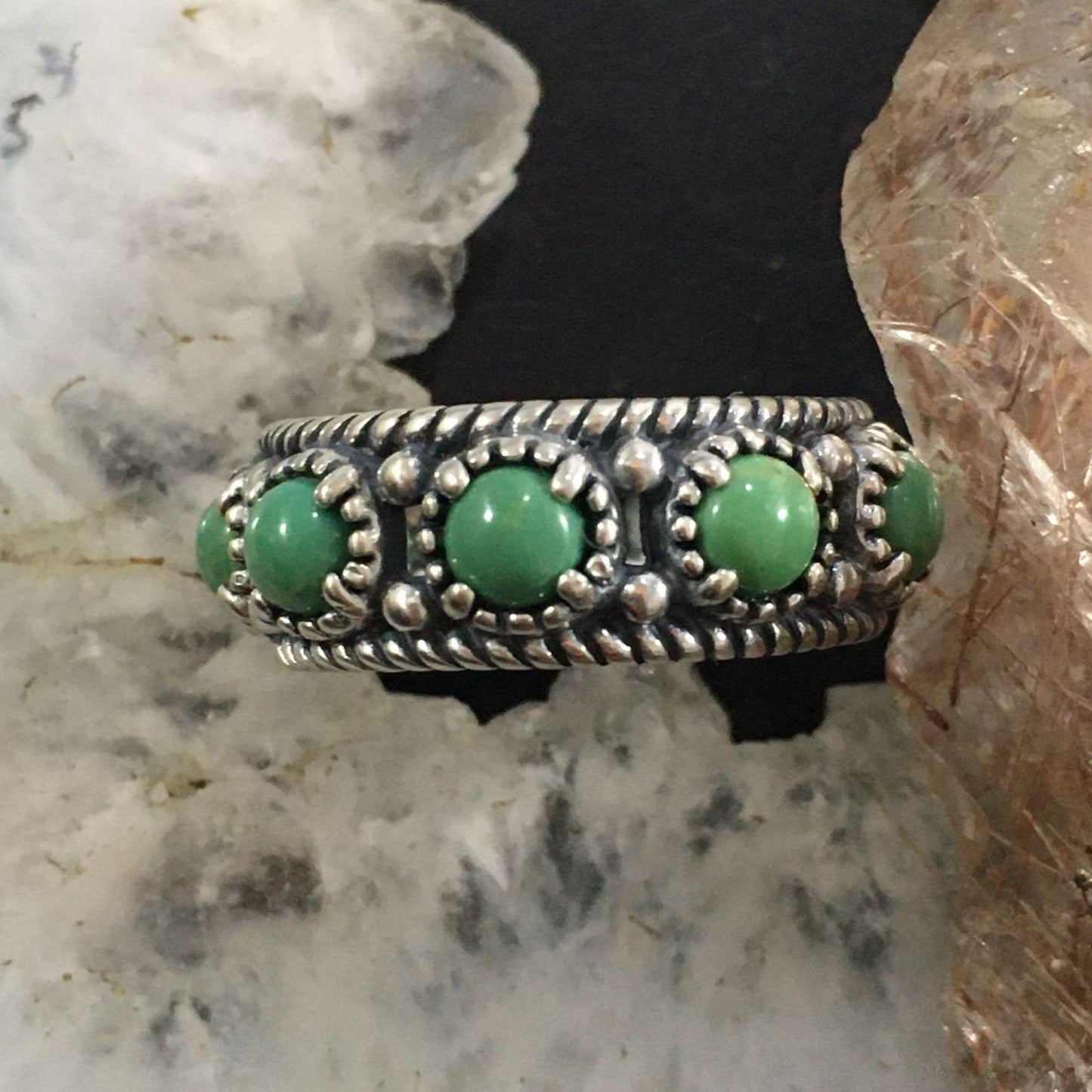 Carolyn Pollack Sterling Silver Green Turquoise Eternity Band Ring With Size Variety