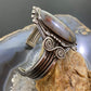 Native American Silver Oval Agate Decorated Heavy Gauge Cuff Bracelet For Women