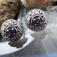 Carolyn Pollack Sterling Silver Round Amethyst Omega Back Stud Earrings For Women