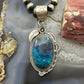 Sterling Silver Southwestern Style Elongated Shattuckite Decorated Pendant For Women