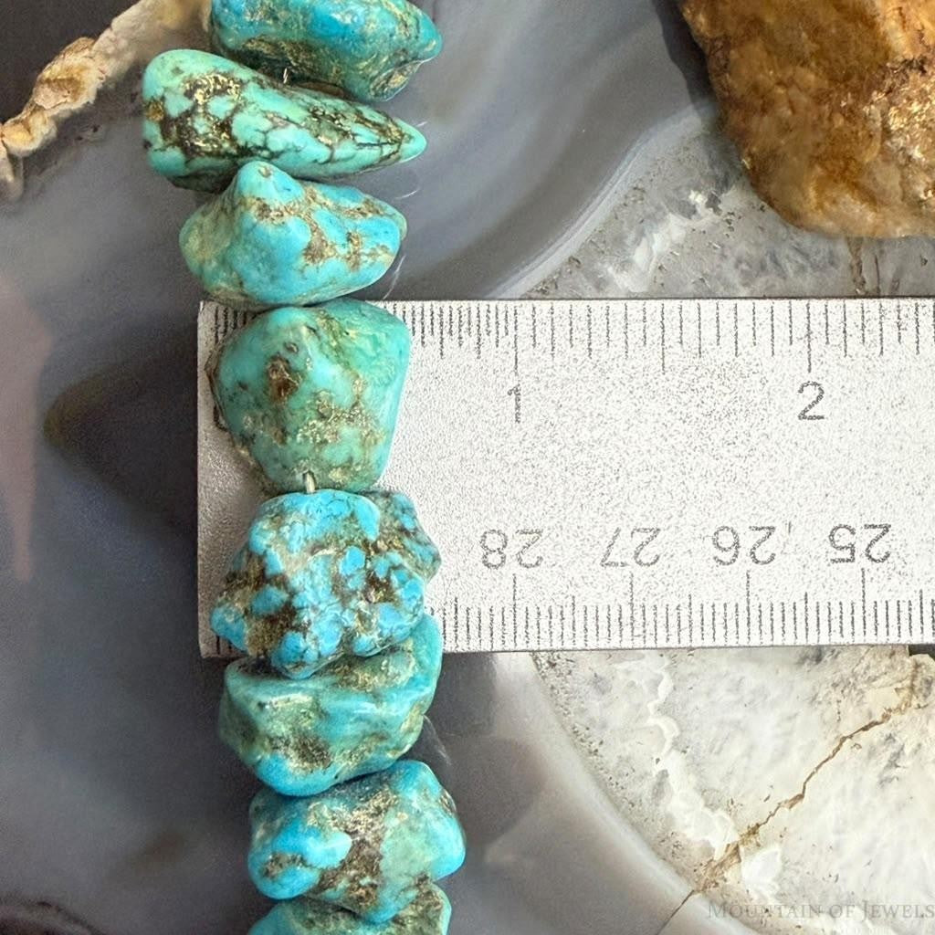 Vintage Native American Silver Rough Graduated kingman Turquoise 18" Necklace For Women