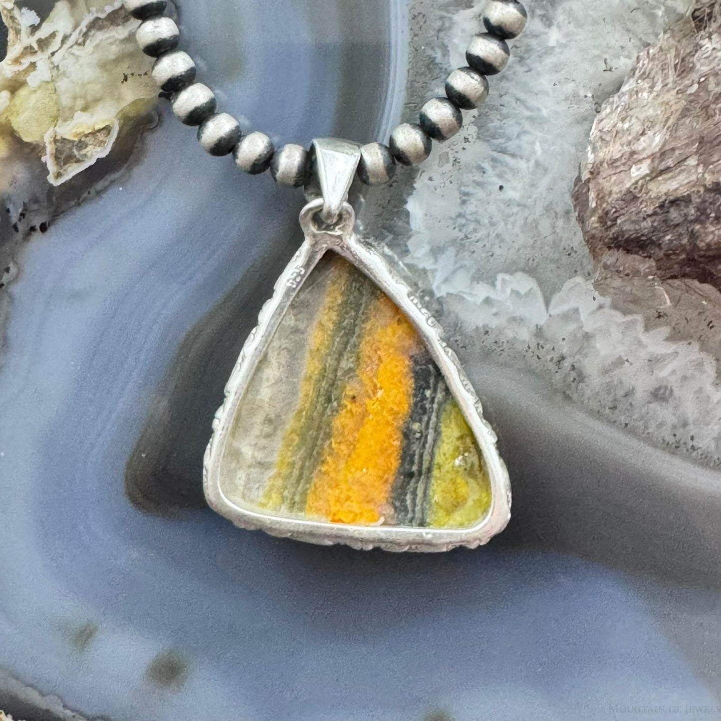 Sterling Silver Southwestern Style Triangle Eclipse Jasper Pendant For Women
