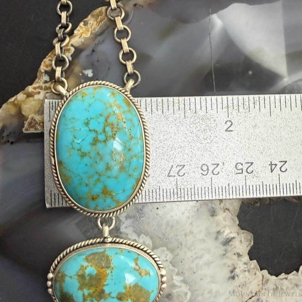 Sterling Silver Southwestern Style Kingman Turquoise Lariat 25" Necklace For Women #1