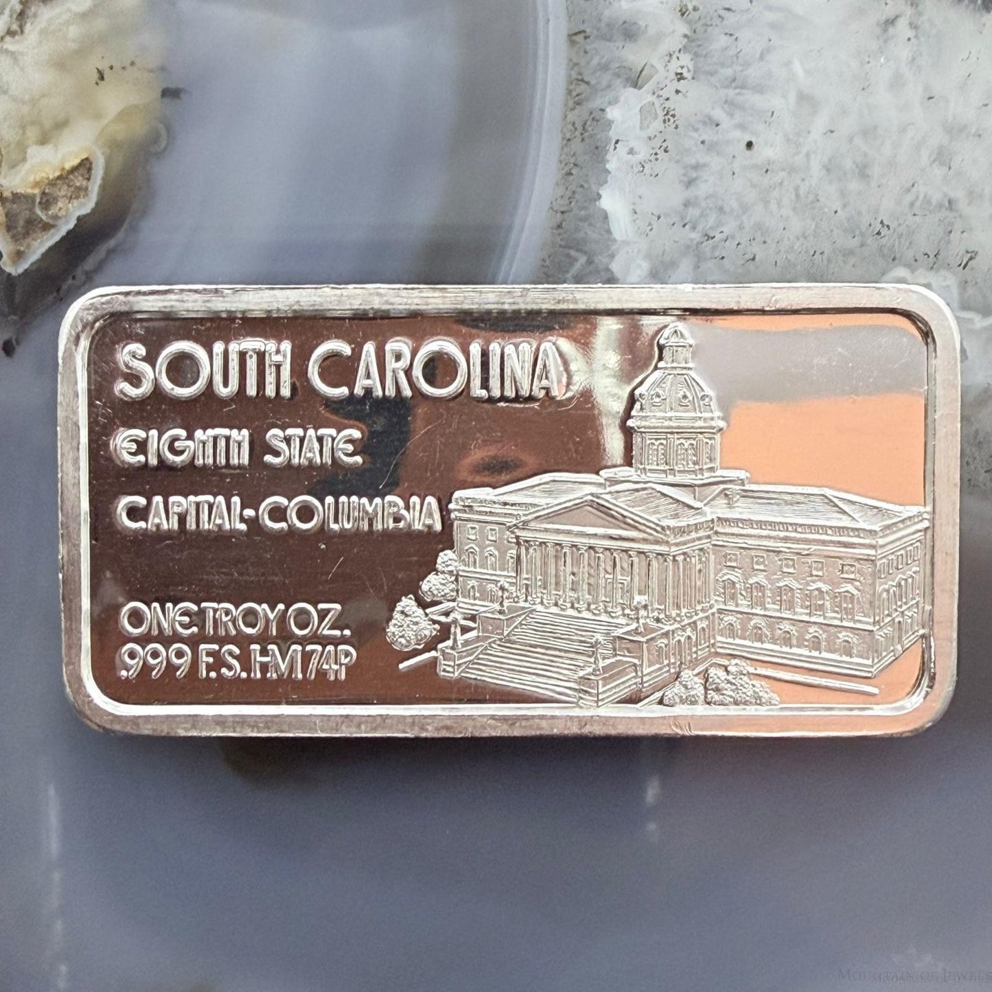 US 1 Troy Ounce of .999 Fine Silver Bar South Carolina The 8th State #102525-20