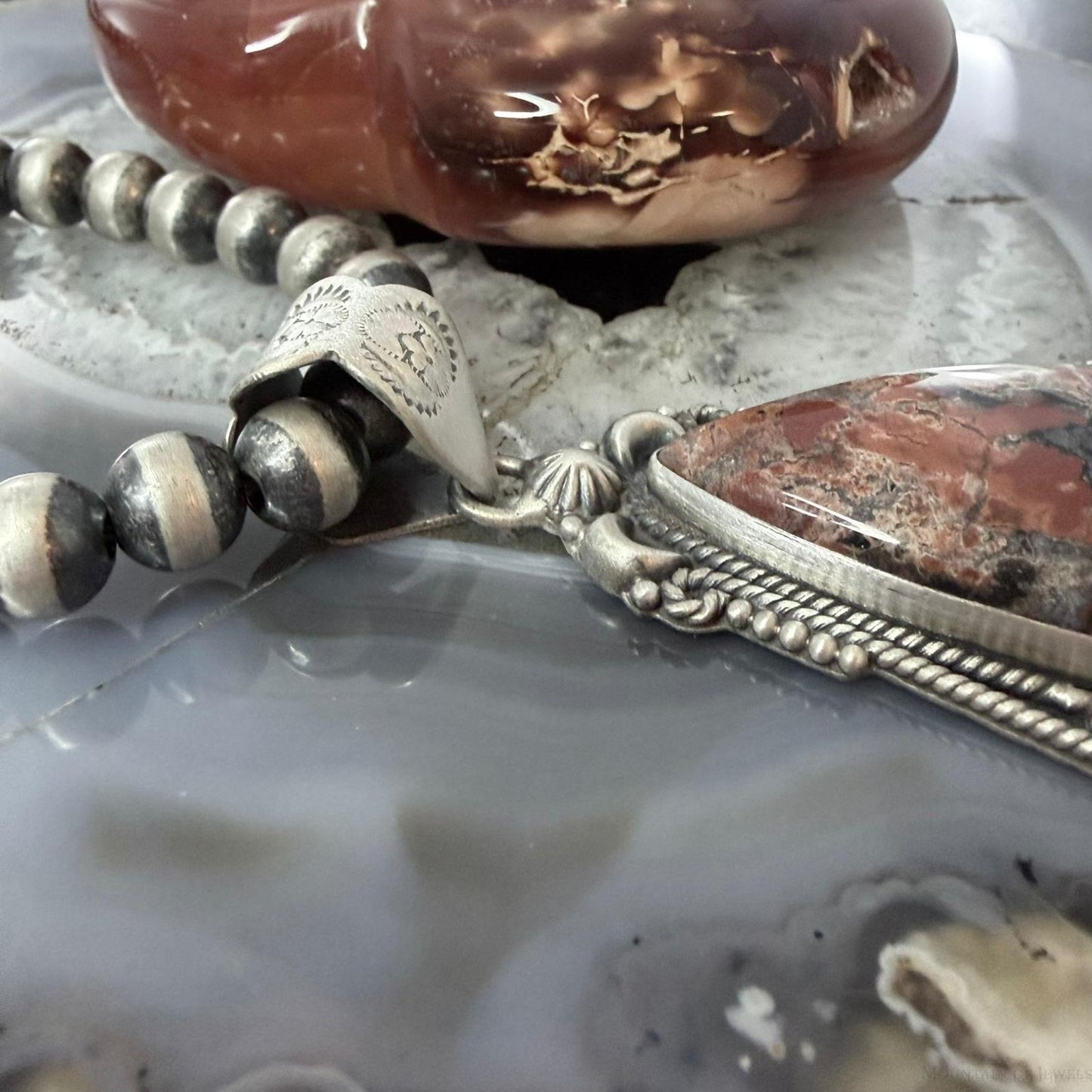 Sterling Silver Southwestern Style Large Red Creek & Mohave Turquoise Pendant For Women