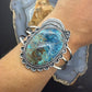 Sterling Silver Southwestern Style Oval Chrysocolla Decorated Bracelet For Women