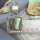 Sterling Silver Southwestern Style Square Blackjack Turquoise Pendant For Women