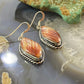 Native American Sterling Silver Marquise Spiny Oyster Dangle Earrings For Women