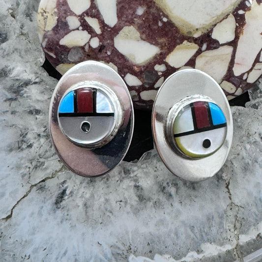 Starllie & Sheryl Edaakie Sterling Silver Multistone Inlay Sunface Stud Earrings For Women #1