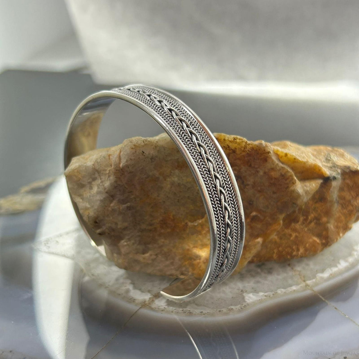 Sterling Silver Braided Flexible & Adjutable Decorated Fashion Bracelet For Women