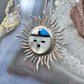 Vintage Signed Native American Sterling Silver Multistone Inlay Sunface Pendant/Brooch