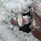 Carolyn Pollack Sterling Silver Oval Peach Mother of Pearl & Rhodonite Ring For Women