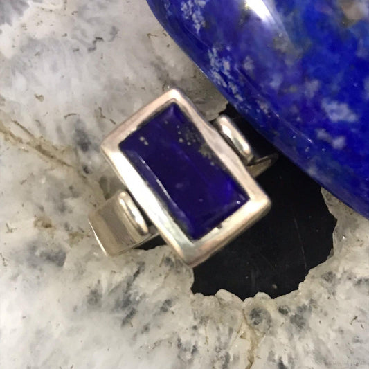 Christin Wolf Vintage Sterling Silver Lapis Turquoise Reversible Ring Size 9.75 For Women