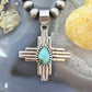 Sterling Silver Southwestern Style Teardrop Mohave Turquoise Unisex Zia Pendant